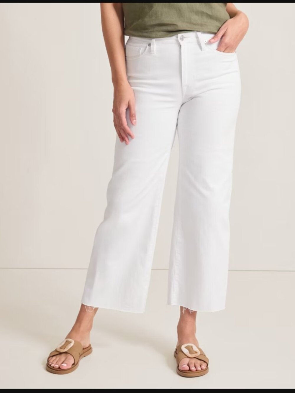 Tommy Bahama Ella Twill High-Rise Wide Leg Crop Jean White